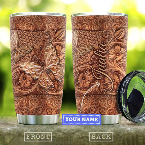  Wooden Style Butterfly Personalized Stainless Steel Tumbler