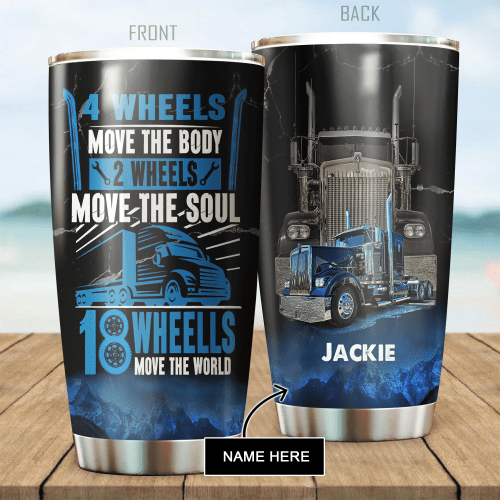  Trucker Move The World Personalized Stainless Steel Tumbler