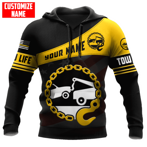  Personalized Tow Truck Life All D Over Printed Unisex Hoodie