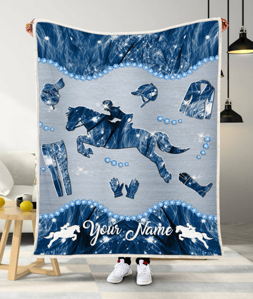  Personalized Horse Racing Girl Blanket