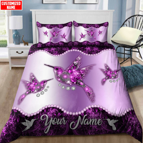  Personalized Hummingbird Purple Color Bedding Set