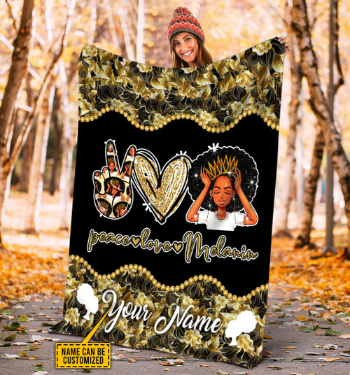 Juneteenth  Personalized Black Girl Melanin African Blanket