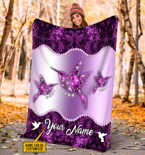  Personalized Hummingbird Purple Color Blanket
