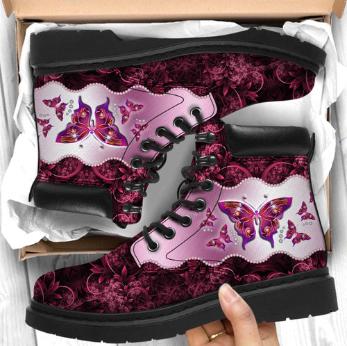  Butterfly Printed Boots Shoes .S