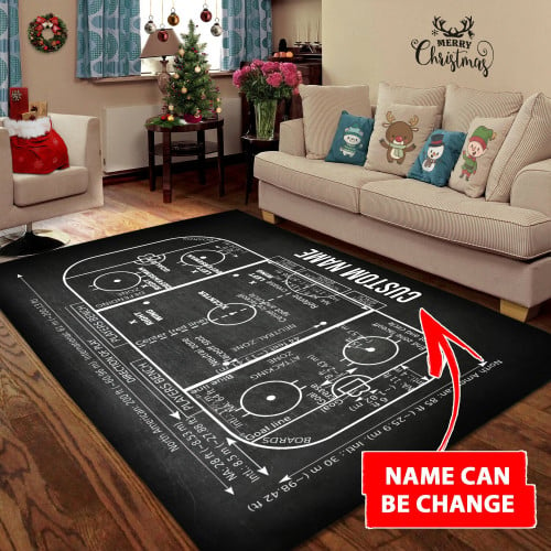  Personalized All Over Printed RECTANGLE HOCKEY GIFT AREA RUG Personalized