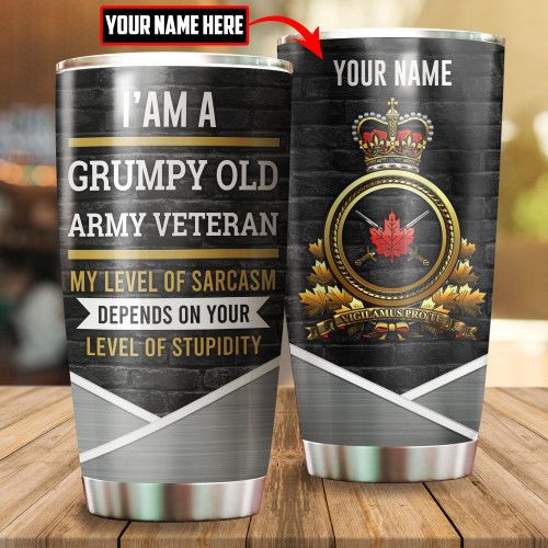  Personalized Canadian Army Stainless Steel Tumbler TR
