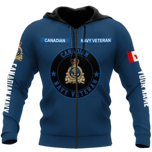  Personalized Name Canadian Navy Pullover DPrinted Zip Hoodie