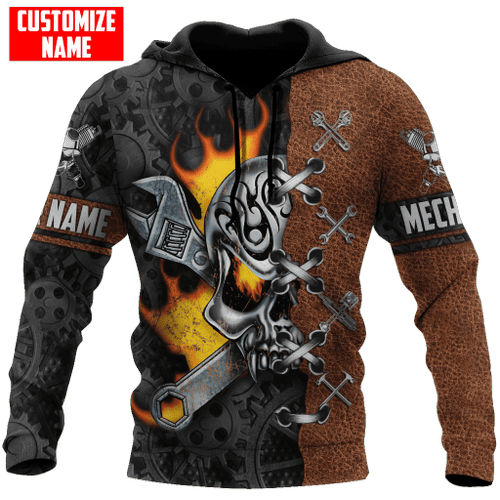  Customized All Over Printed Auto Mechanic Skull All Over Printed Shirt
