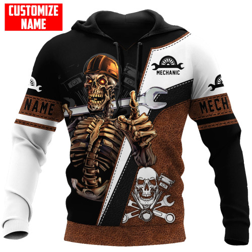 Customized All Over Printed Mechanic Skull Hoodie For Men and Women TNAAN