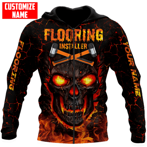  Tmarctee Customized Name Flooring Shirts Fire Skull
