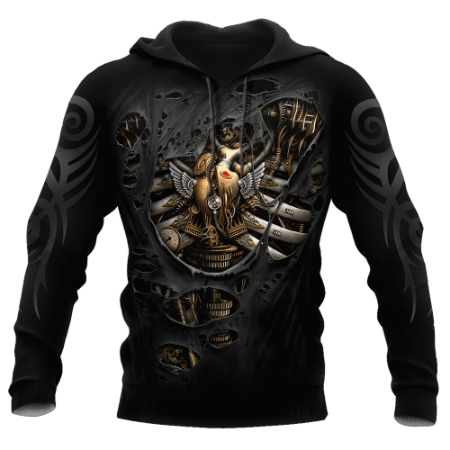  Steampunk Mechanic Skull All Over Printed Hoodie For Men and Women TN