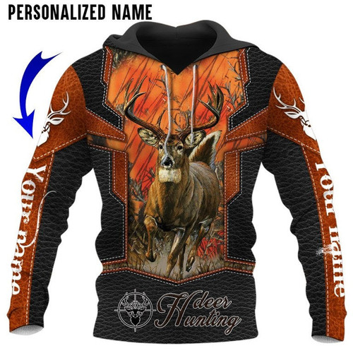  Personalized Name Deer Hunting Unisex Shirts Leather Texture