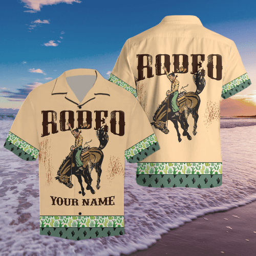  Personalized Name Rodeo Tropical Hawaii Shirt Cactus Pattern