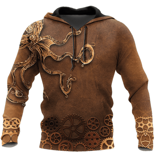  Octopus Steampunk Mechanic All Over Printed Hoodie For Men and Women TN