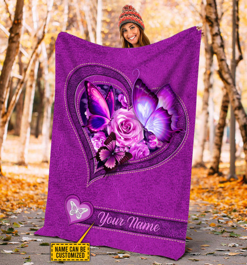  Customized Name Butterfly Pink Color Blanket