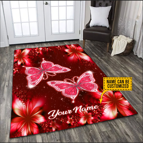  Personalized Red Butterfly Rug