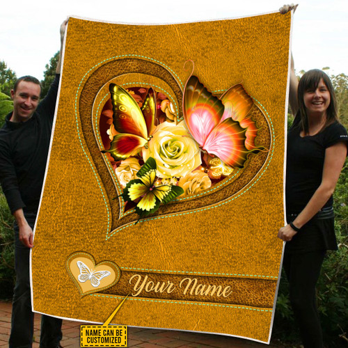  Customized Name Butterfly Yellow Color Blanket
