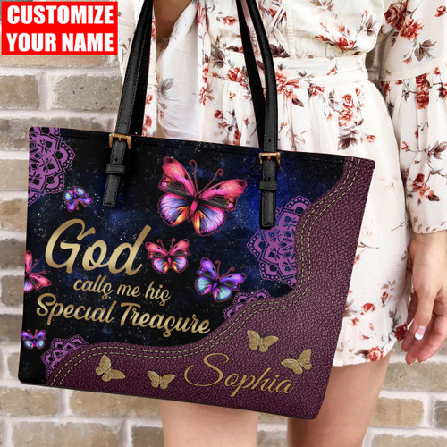  Customized Name Butterfly D Printed Leather Handbag