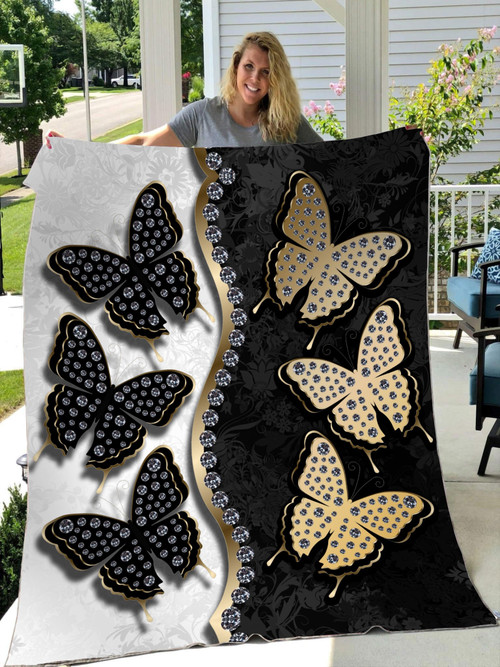  Black & White Butterfly All Over Printed Blanket
