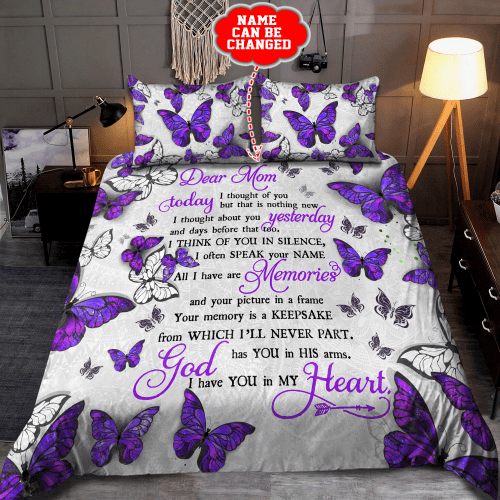  Custom Name Purple Butterfly God Has You In His Arms I Have You In My Heart Bedding Set