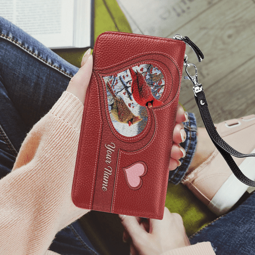  Personalized Name Cardinal Printed Leather Wallet