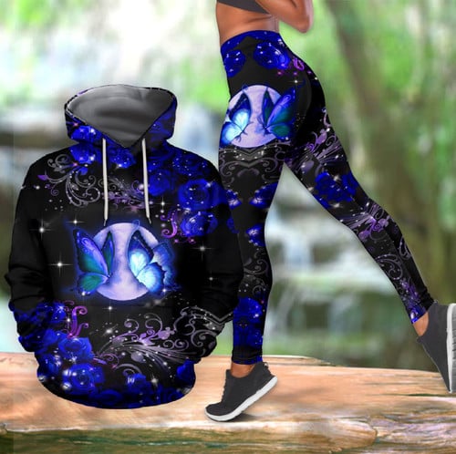  Blue Butterfly Combo Hoodie + Legging Blue Color