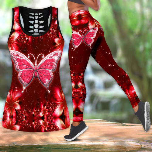  Red Butterfly Combo Legging + Tanktop