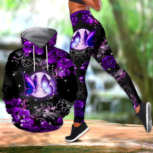  Purple Butterfly Combo Hoodie + Legging