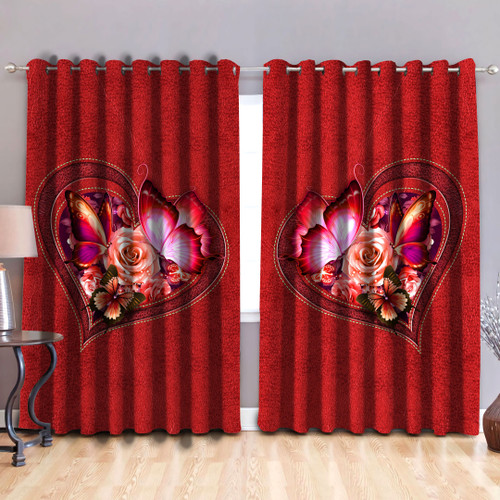  Butterfly Red Color Curtain