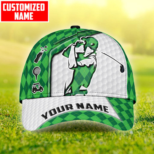  Custom Name Golfer Argyle Pattern Classic Cap