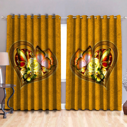  Butterfly Yellow Color Curtain