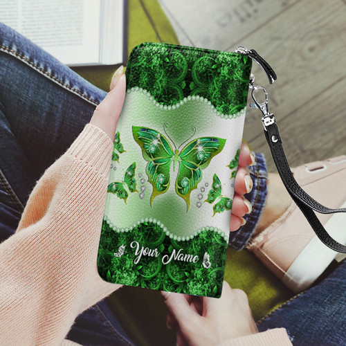  Personalized Butterfly Printed Leather Wallet