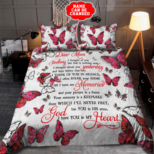  Custom Name Pink Butterfly God Has You In His Arms I Have You In My Heart Bedding Set