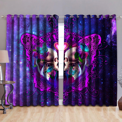  Purple Butterfly Skull Curtain