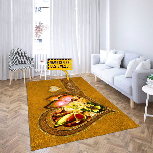  Customized Name Butterfly Yellow Color Rug