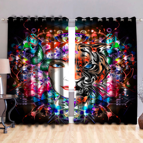  Tiger Butterfly Girl Curtain
