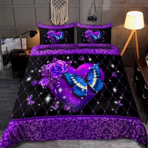  Butterfly With Heart All Over Printed Bedding Set