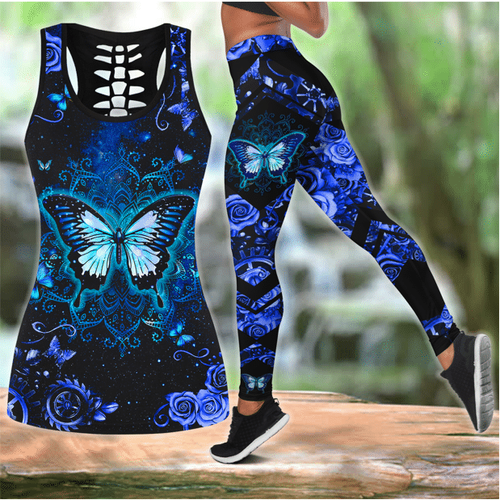  Blue Butterfly Combo Legging + Tanktop