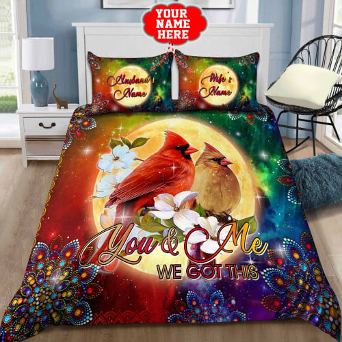  Customized Name Cardinal Couple Bedding Set