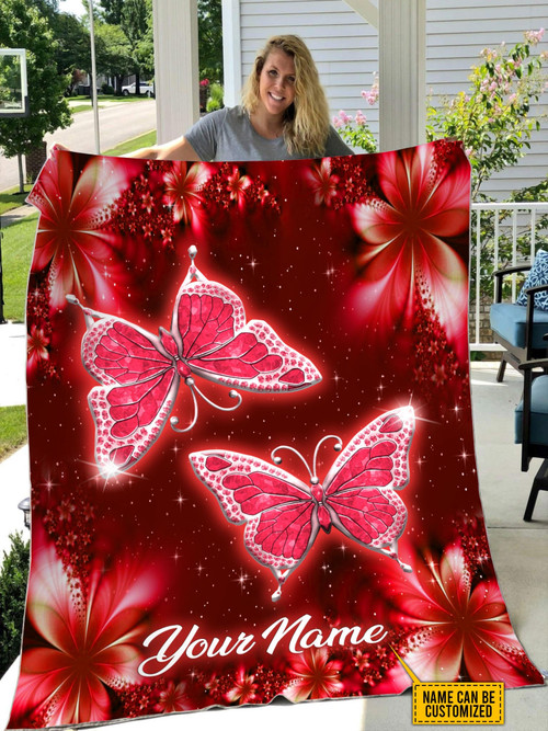  Personalized Red Butterfly Blanket