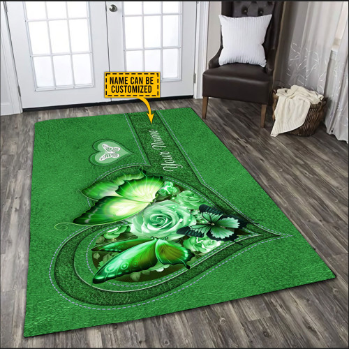  Customized Name Butterfly Green Color Rug