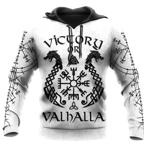 Beebuble Viking Victory or Valhalla Tatoo White Hoodie