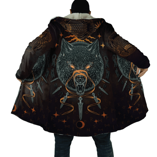 Black Noir Fenrir Viking All Over Printed Cloak SN20072203
