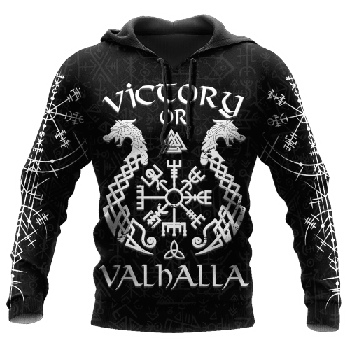 Beebuble Viking Victory or Valhalla Tattoo Black Hoodie