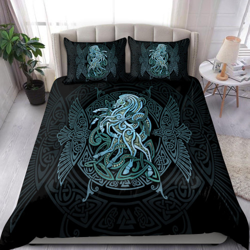 Aqua Sleipnir Tattoo Viking All Over Printed Bedding Set NTN03082203