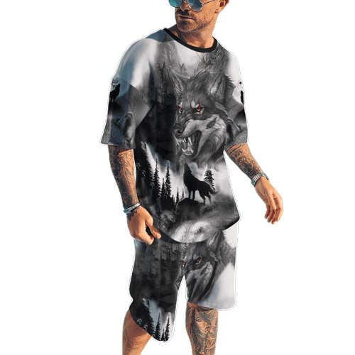 Beebuble Wolf In The Forest Combo T-shirt + BoardShorts KL05092203