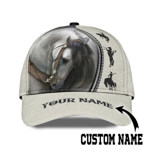 Beebuble Personalized Name Rodeo Classic Cap Horse Riding Art White