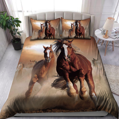 Beebuble Brown Horse Riding Art 3D All Over Printed Bedding Set NTN13092203