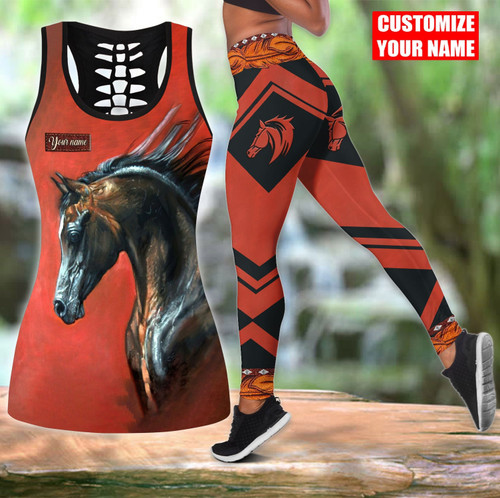 Beebuble Customized Name Love Horse All Over Printed Combo Tanktop + Legging HN