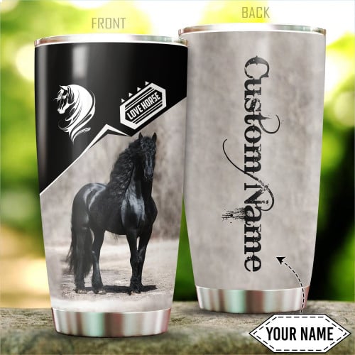Beebuble Personalized Name Friesian Horse Stainless Steel Tumbler